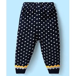 Babyhug Knitted Full Raglan Sleeves Sweater Set with Argyle Design - Navy Blue & Yellow