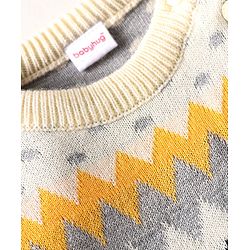 Babyhug Knitted Full Raglan Sleeves Sweater Set with Argyle Design - Navy Blue & Yellow
