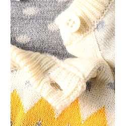 Babyhug Knitted Full Raglan Sleeves Sweater Set with Argyle Design - Navy Blue & Yellow