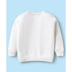 Babyhug Knitted Full Sleeves Sweater Set with Cable Knit & Floral Design - White