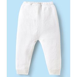 Babyhug Knitted Full Sleeves Sweater Set with Cable Knit & Floral Design - White