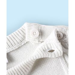 Babyhug Knitted Full Sleeves Sweater Set with Cable Knit & Floral Design - White