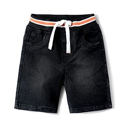 Babyhug Denim Solid Coloured Shorts With Stretch - Black
