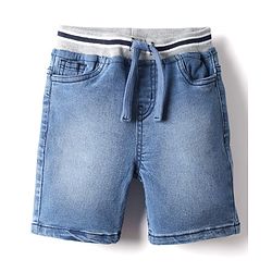 Babyhug Denim Solid Color Shorts With Stretch - Light Blue