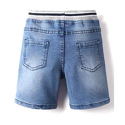 Babyhug Denim Solid Color Shorts With Stretch - Light Blue