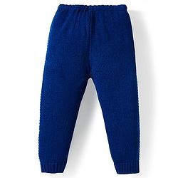 Babyhug Knit Full Sleeves Front Open Hooded Sweater & Pant Set with Pine Tree Design - Navy Blue