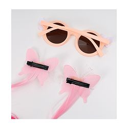 Babyhug Free Size Clips & Sunglasses Combo Set With Butterfly Applique - Pink