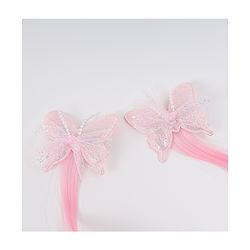 Babyhug Free Size Clips & Sunglasses Combo Set With Butterfly Applique - Pink