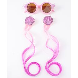 Babyhug Free Size Hair Accessories Combo Set With Sea Lif Applique - Pink