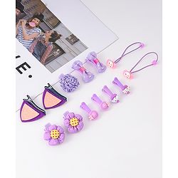 Babyhug Free Size Floral & Bow Applique Hair Accessories Combo Sets - Purple