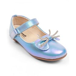 Cute Walk by Babyhug Velcro Closure Ballerina with Bow Applique - Blue