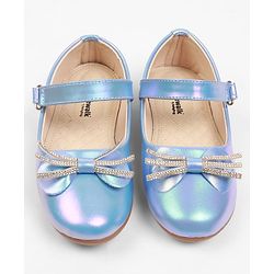 Cute Walk by Babyhug Velcro Closure Ballerina with Bow Applique - Blue