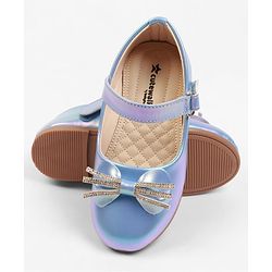 Cute Walk by Babyhug Velcro Closure Ballerina with Bow Applique - Blue
