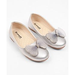 Cute Walk by Babyhug Slip On Ballerina With Bow Applique - Silver