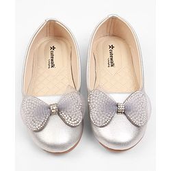 Cute Walk by Babyhug Slip On Ballerina With Bow Applique - Silver