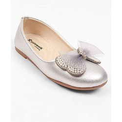 Cute Walk by Babyhug Slip On Ballerina With Bow Applique - Silver