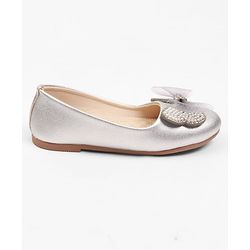 Cute Walk by Babyhug Slip On Ballerina With Bow Applique - Silver