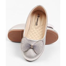 Cute Walk by Babyhug Slip On Ballerina With Bow Applique - Silver