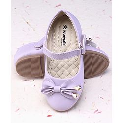 Cute Walk by Babyhug Ballerina Velcro Closure with Bow Applique - Purple