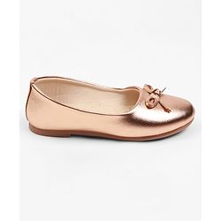 Cute Walk by Babyhug Slip On Ballerina with Bow Applique - Golden