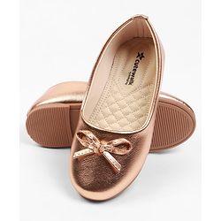 Cute Walk by Babyhug Slip On Ballerina with Bow Applique - Golden