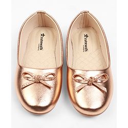 Cute Walk by Babyhug Slip On Ballerina with Bow Applique - Golden