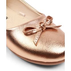 Cute Walk by Babyhug Slip On Ballerina with Bow Applique - Golden