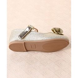 Cute Walk by Babyhug Ballerina with Velcro Closure Glitter Print & Bow Applique - Golden
