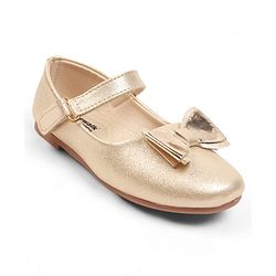 Cute Walk by Babyhug Velcro Closure Ballerina With Bow Applique - Golden