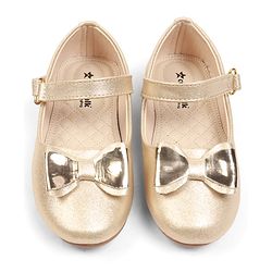 Cute Walk by Babyhug Velcro Closure Ballerina With Bow Applique - Golden