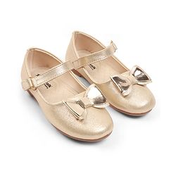 Cute Walk by Babyhug Velcro Closure Ballerina With Bow Applique - Golden
