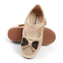 Cute Walk by Babyhug Velcro Closure Ballerina With Bow Applique - Golden