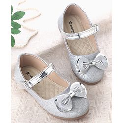 Cute Walk by Babyhug Velcro Closure Ballerina With Bow Applique - Silver