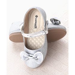 Cute Walk by Babyhug Velcro Closure Ballerina With Bow Applique - Silver