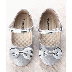 Cute Walk by Babyhug Velcro Closure Ballerina With Bow Applique - Silver