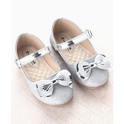Cute Walk by Babyhug Velcro Closure Ballerina With Bow Applique - Silver