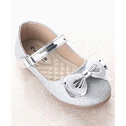 Cute Walk by Babyhug Velcro Closure Ballerina With Bow Applique - Silver