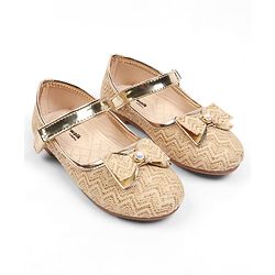 Cute Walk by Babyhug Velcro Closure Ballerina with Bow Applique - Golden