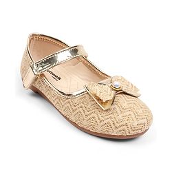 Cute Walk by Babyhug Velcro Closure Ballerina with Bow Applique - Golden
