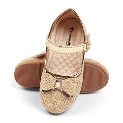 Cute Walk by Babyhug Velcro Closure Ballerina with Bow Applique - Golden