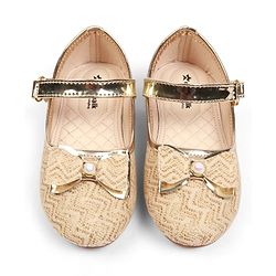 Cute Walk by Babyhug Velcro Closure Ballerina with Bow Applique - Golden