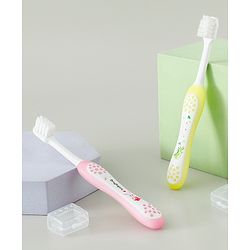 Babyhug Ultra Soft Bristles Kids Toothbrush Cute Crocodile & Rabbit Print Pack of 2 Green & Pink| Anti-slip Handle| Gentle on Gums| Ideal Head Size| Encourages Self Brushing