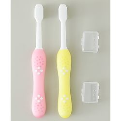 Babyhug Ultra Soft Bristles Kids Toothbrush Cute Crocodile & Rabbit Print Pack of 2 Green & Pink| Anti-slip Handle| Gentle on Gums| Ideal Head Size| Encourages Self Brushing