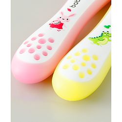 Babyhug Ultra Soft Bristles Kids Toothbrush Cute Crocodile & Rabbit Print Pack of 2 Green & Pink| Anti-slip Handle| Gentle on Gums| Ideal Head Size| Encourages Self Brushing