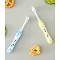 Babyhug Ultra Soft Bristles Kids Toothbrush Cute Crocodile & Rabbit Print Pack of 2 Green & Pink| Anti-slip Handle| Gentle on Gums| Ideal Head Size| Encourages Self Brushing