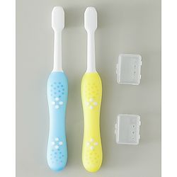 Babyhug Ultra Soft Bristles Kids Toothbrush Cute Crocodile & Rabbit Print Pack of 2 Green & Pink| Anti-slip Handle| Gentle on Gums| Ideal Head Size| Encourages Self Brushing