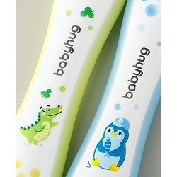 Babyhug Ultra Soft Bristles Kids Toothbrush Cute Crocodile & Rabbit Print Pack of 2 Green & Pink| Anti-slip Handle| Gentle on Gums| Ideal Head Size| Encourages Self Brushing