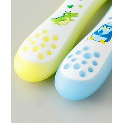 Babyhug Ultra Soft Bristles Kids Toothbrush Cute Crocodile & Rabbit Print Pack of 2 Green & Pink| Anti-slip Handle| Gentle on Gums| Ideal Head Size| Encourages Self Brushing