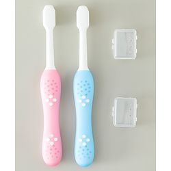 Babyhug Ultra Soft Bristles Kids Toothbrush Cute Crocodile & Rabbit Print Pack of 2 Green & Pink| Anti-slip Handle| Gentle on Gums| Ideal Head Size| Encourages Self Brushing
