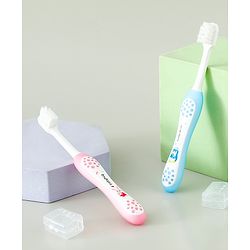 Babyhug Ultra Soft Bristles Kids Toothbrush Cute Crocodile & Rabbit Print Pack of 2 Green & Pink| Anti-slip Handle| Gentle on Gums| Ideal Head Size| Encourages Self Brushing
